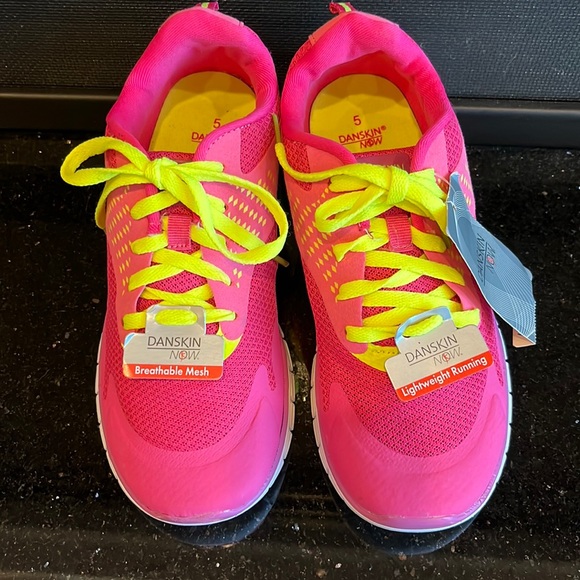 Running Shoes pink Lightweight White Sole Neon Yellow Laces Womens 5 - Picture 5 of 11